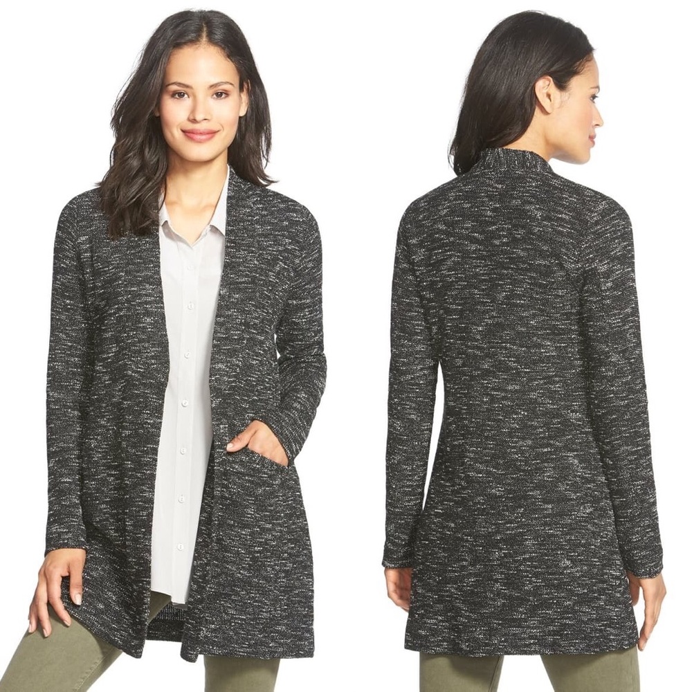 Eileen Fisher Black and Gray Cardigan